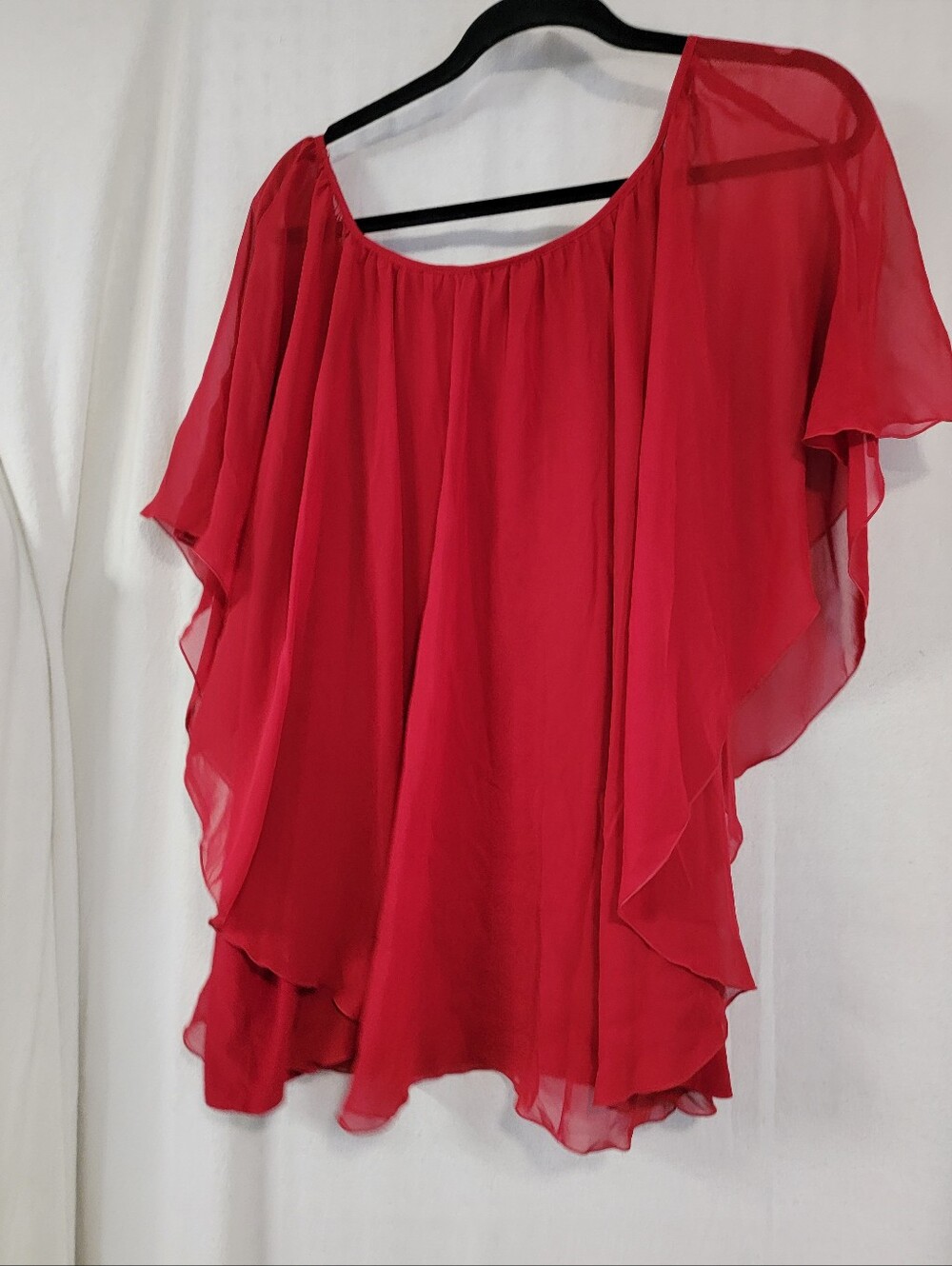 Cato Women's Red Layered Chiffon Top Plus Size - Picture 5 of 7
